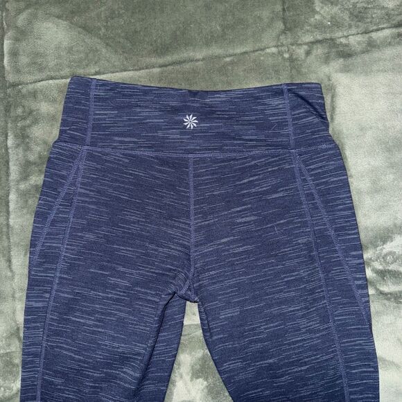 Athleta Seamless Leggings Women's Small Heather Blue Elastic Waist Pull On Yoga - Picture 1 of 7